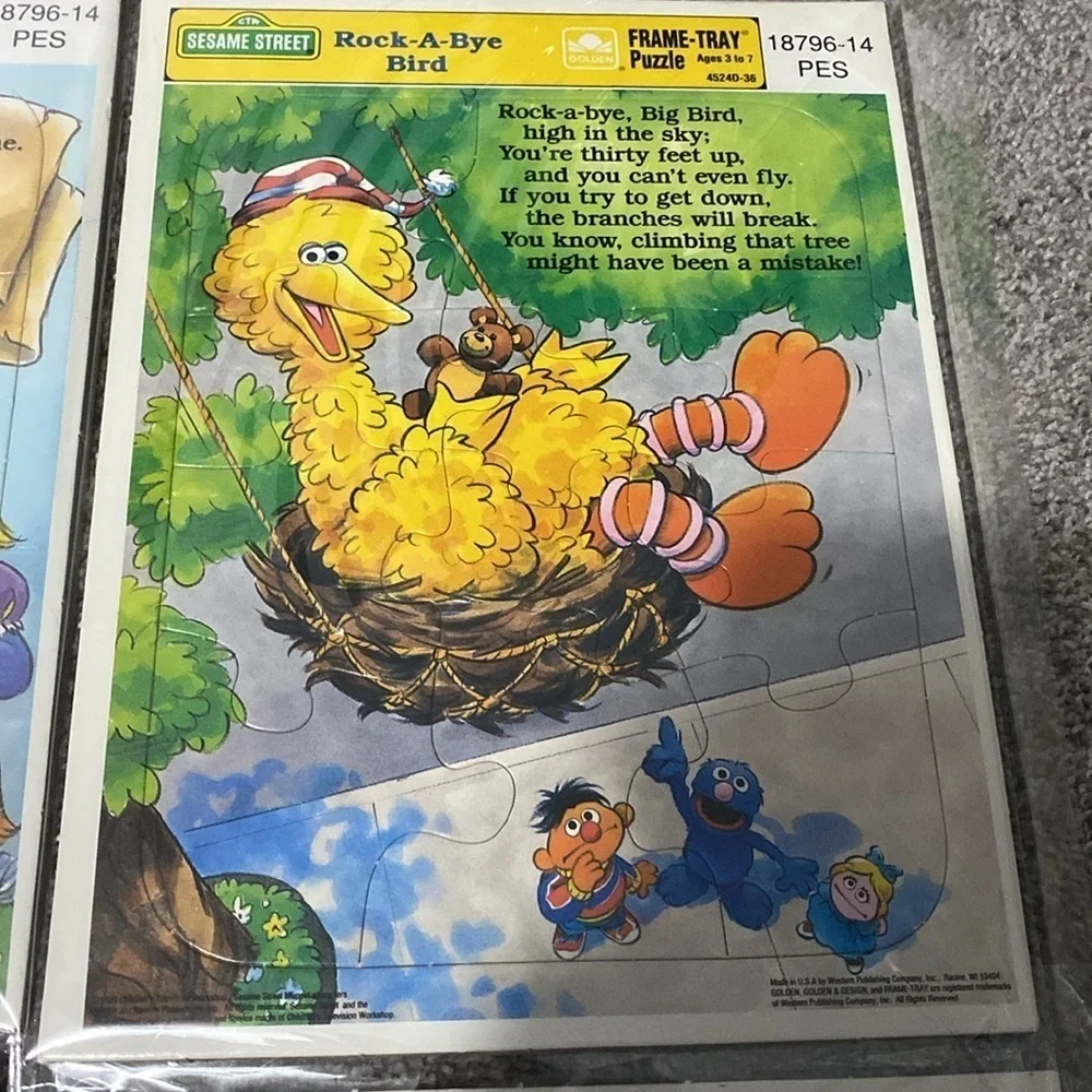 Vintage Set Sesame Street Golden Puzzles Bert Ernie Big Bird Cookie Monster 80’s